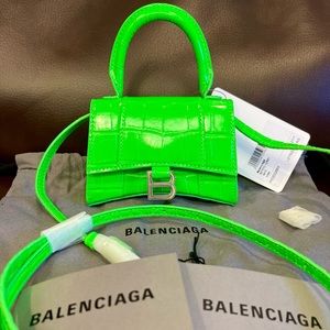 NWT Balenciaga hourglass mini Top Handle handBag tote Crocodile calfskin leather